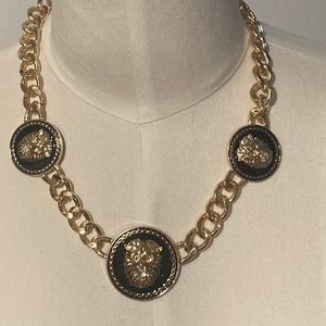 NWT Natasha chunky gold necklace Lion medallions